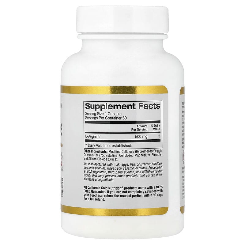 California Gold Nutrition, L-Arginine, 500 mg, 60 Veg Capsules
