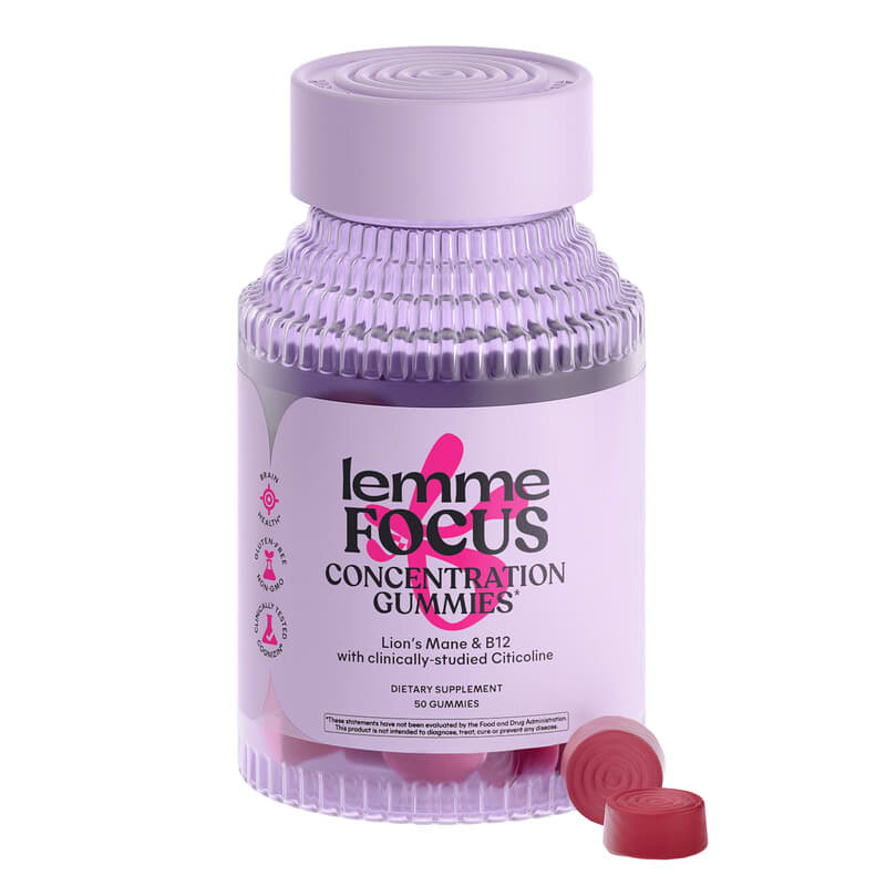Lemme, Focus, Concentration Gummies, strawberry, 50 gummies