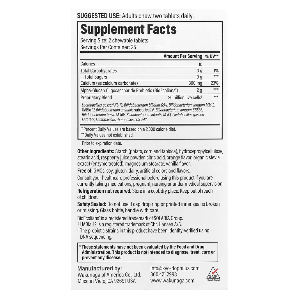 Kyolic, Kyo-Dophilus® Pro+ Synbiotic, Berry Smoothie, 50 Chewable Tablets