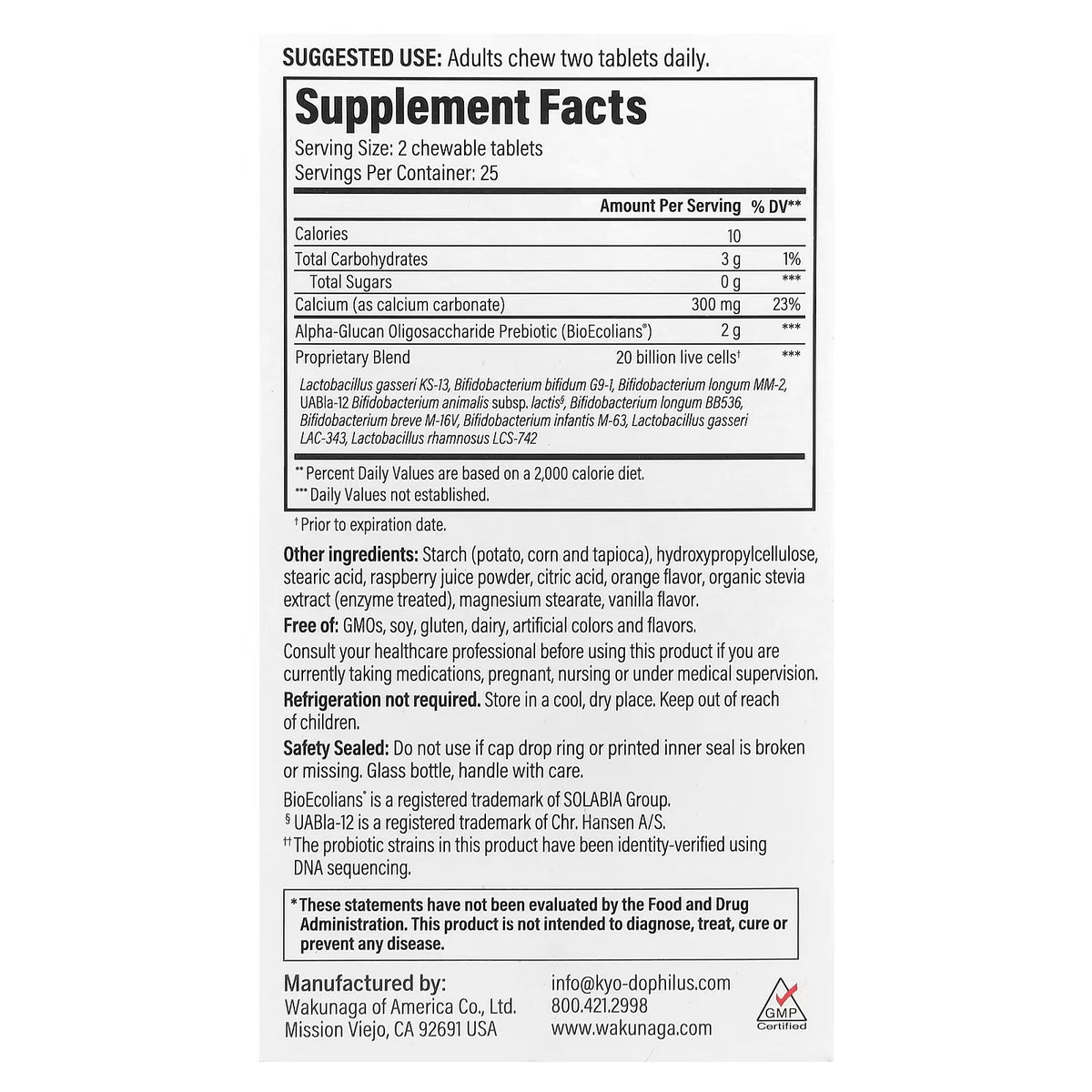 Kyolic, Kyo-Dophilus® Pro+ Synbiotic, Berry Smoothie, 50 Chewable Tablets