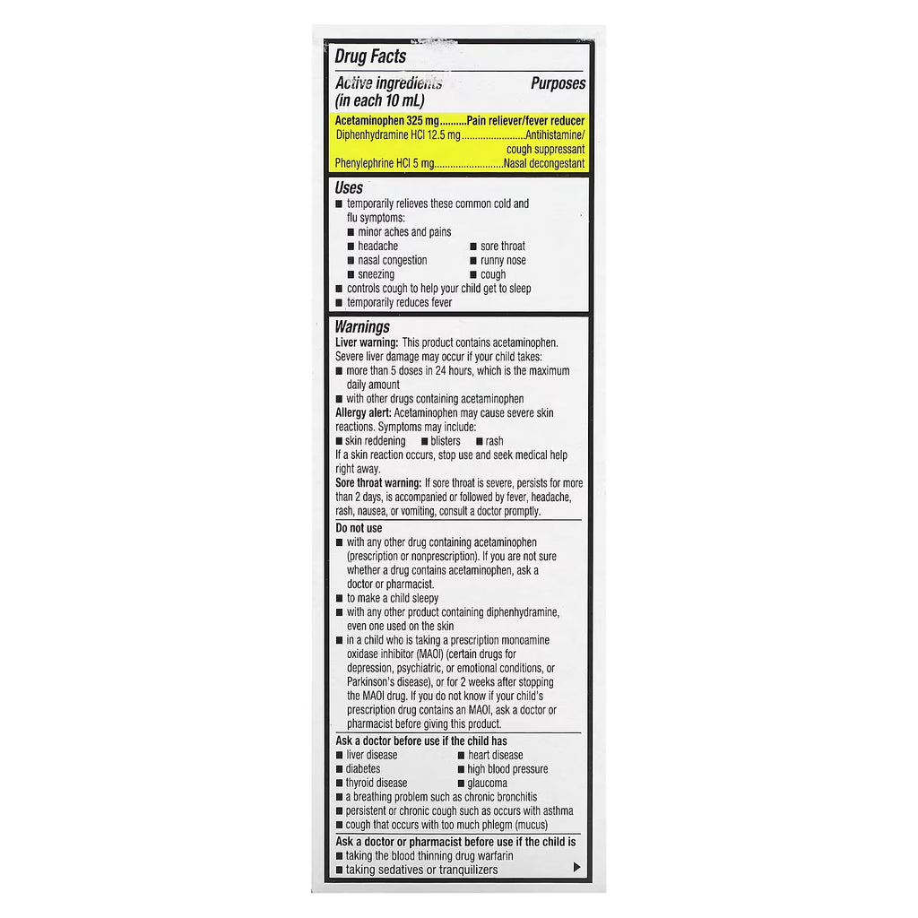 Mucinex, Children's, Multi-Symptom Cold, Night Time, Ages 6+ Yrs, Very Berry, 4 fl oz (118 ml)