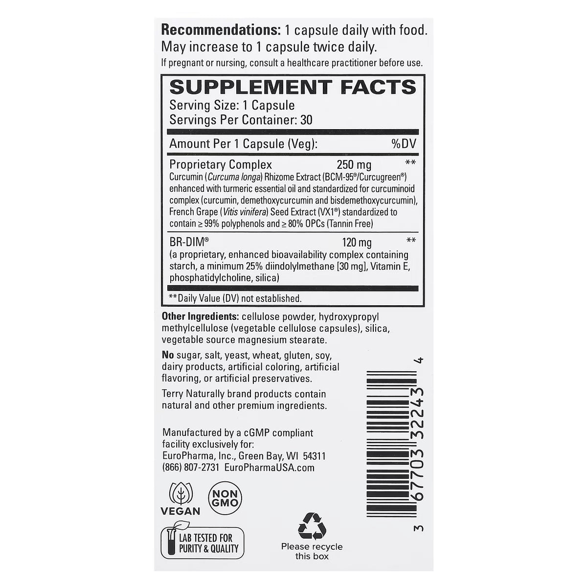 Terry Naturally, Dim Complex With BCM-95® Curcumin, 30 Capsules