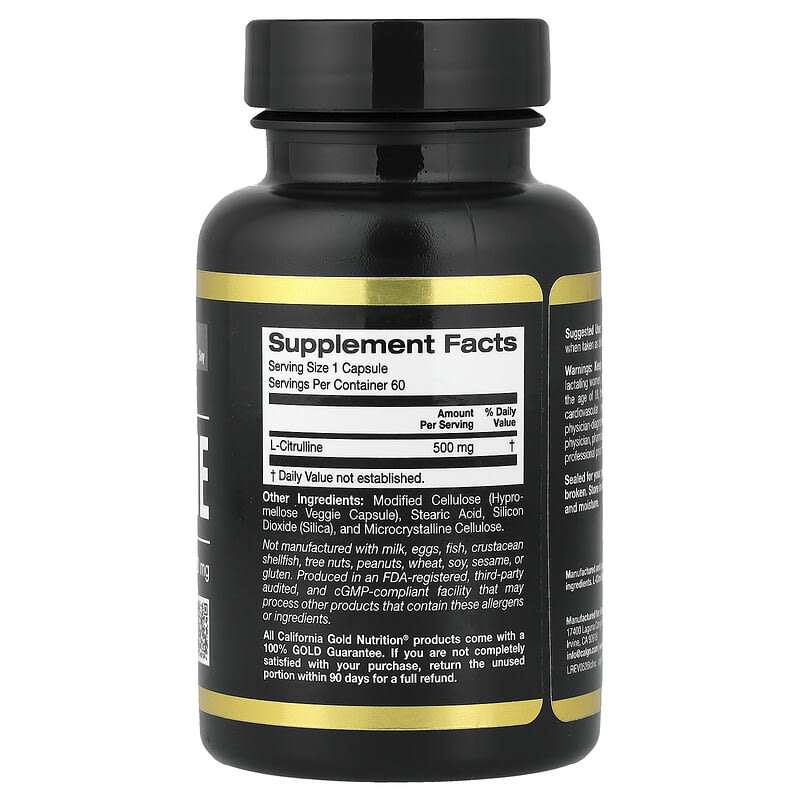 California Gold Nutrition, Sport, L-Citrulline, Kyowa Hakko, 500 mg, 60 Veggie Capsules