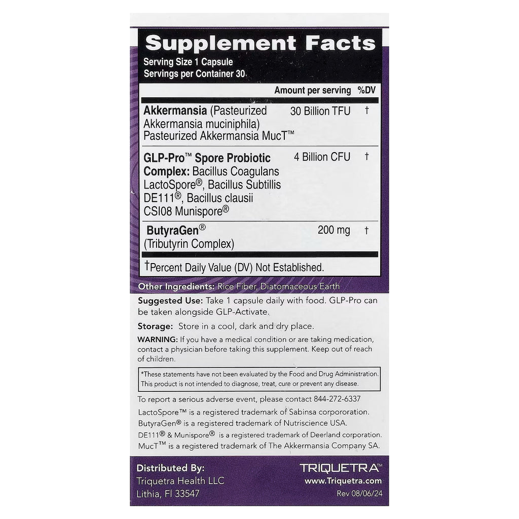 Triquetra Health, PX Therapeutics™, GLP-Pro™ GLP-1 Probiotics + Postbiotic, 30 Capsules