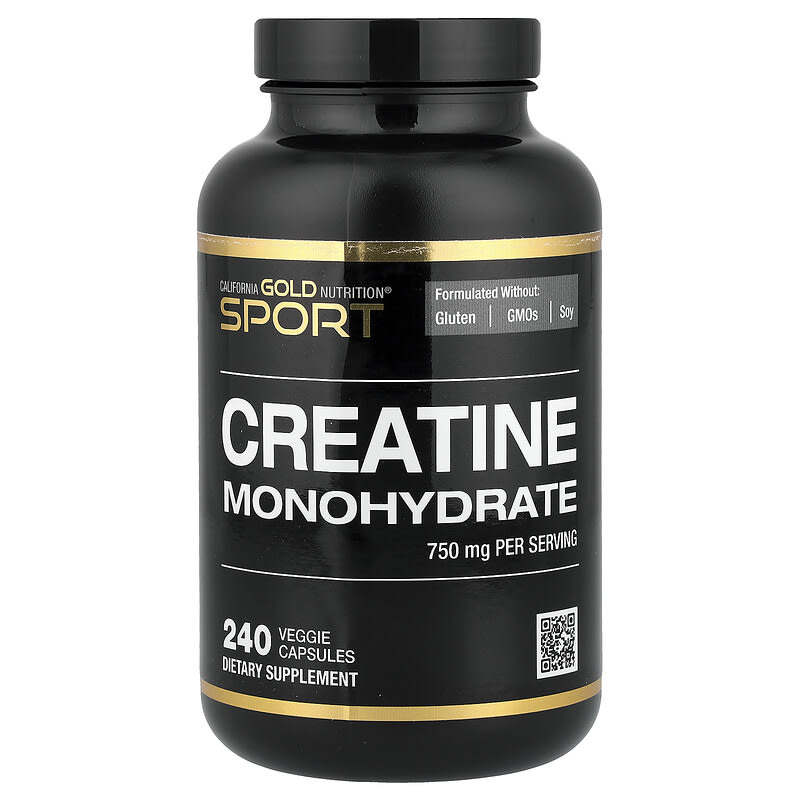 California Gold Nutrition, Sport, Creatine Monohydrate, 750 mg, 240 Veggie Capsules