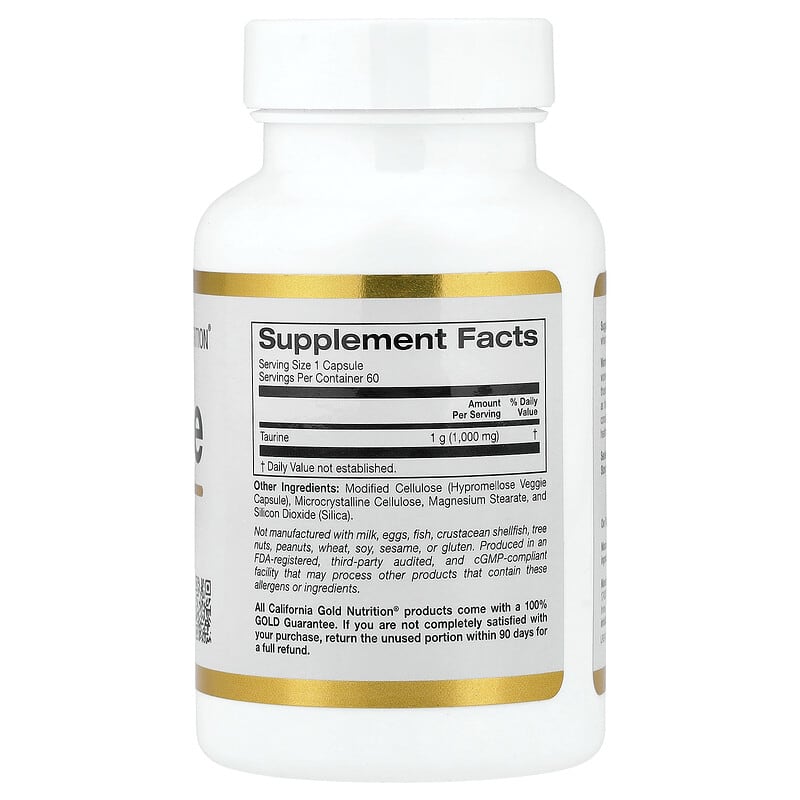 California Gold Nutrition, Taurine, 1,000 mg, 60 Veggie Capsules