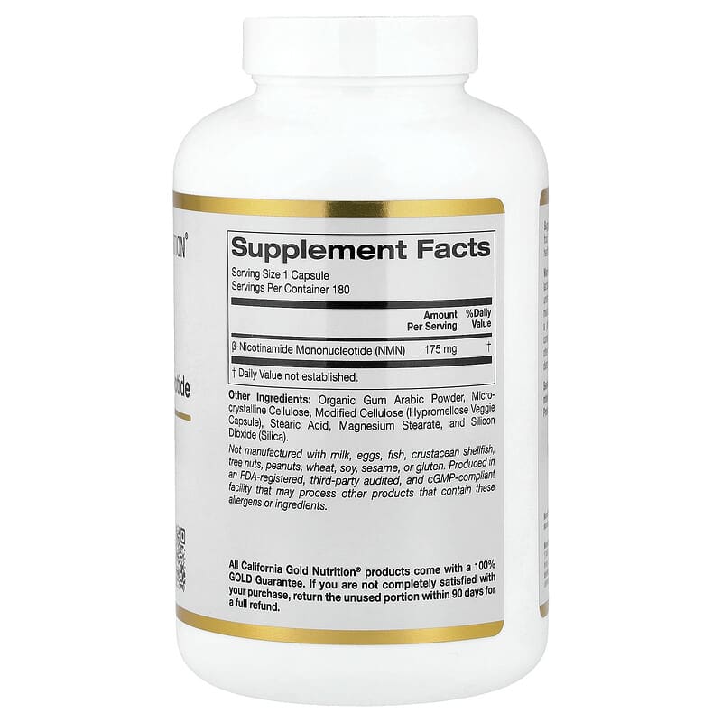 California Gold Nutrition, NMN, 175 mg, 180 Veggie Capsules