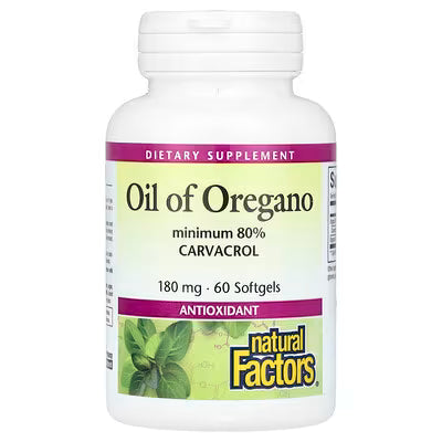 Natural Factors, Oil Of Oregano, 180 mg, 60 Softgels