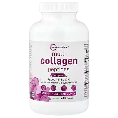 Micro Ingredients, Multi-Collagen Peptides Complex With Biotin, Vitamin C & Hyaluronic Acid, 240 capsules