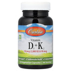 Carlson, Vitamin D3 + K2, 120 Vegetarian Capsules