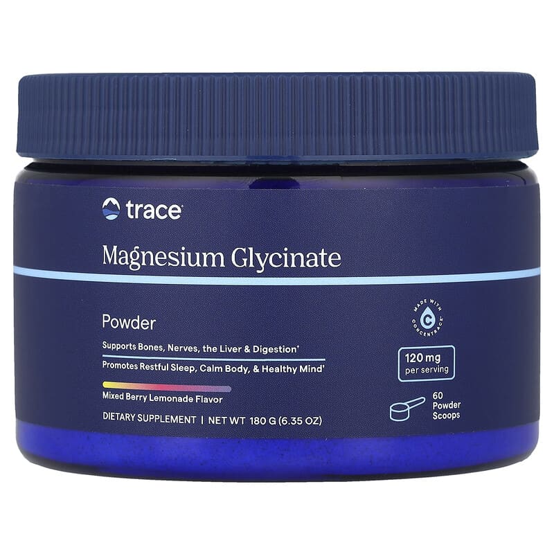 Trace, Magnesium Glycinate Powder, Mixed Berry Lemonade, 180 g