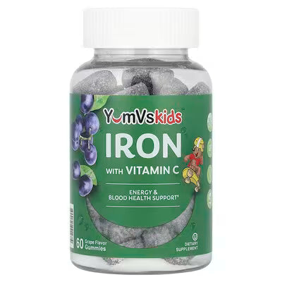 YumVs, Iron with Vitamin C Gummies, Grape, 60 Gummies