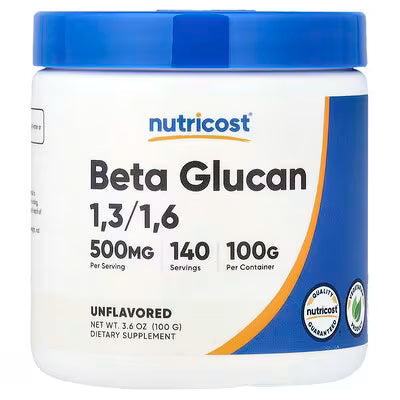 Nutricost, Beta Glucan 1,3/1,6, Unflavored, 3.6 oz (100 g)