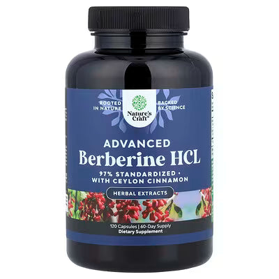 Nature's Craft, Advanced Berberine HCL with Ceylon Cinnamon, 120 Capsules