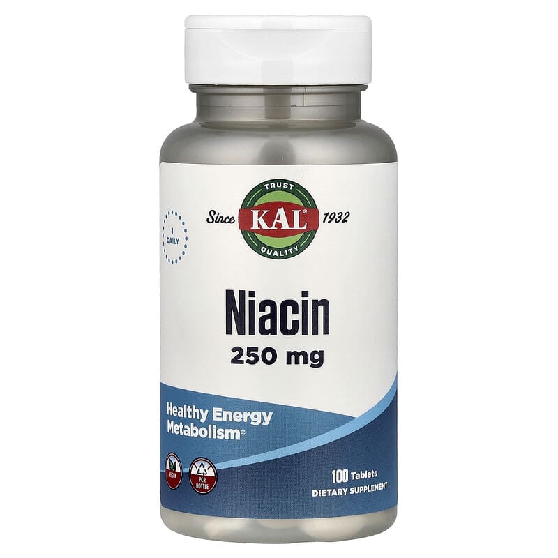 KAL, Niacin, 250 mg, 100 Tablets
