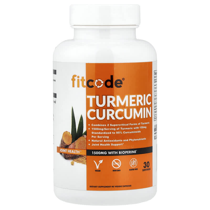fitcode, Turmeric Curcumin, 1,500 mg, 90 Veggie Capsules (500 mg per Capsule)