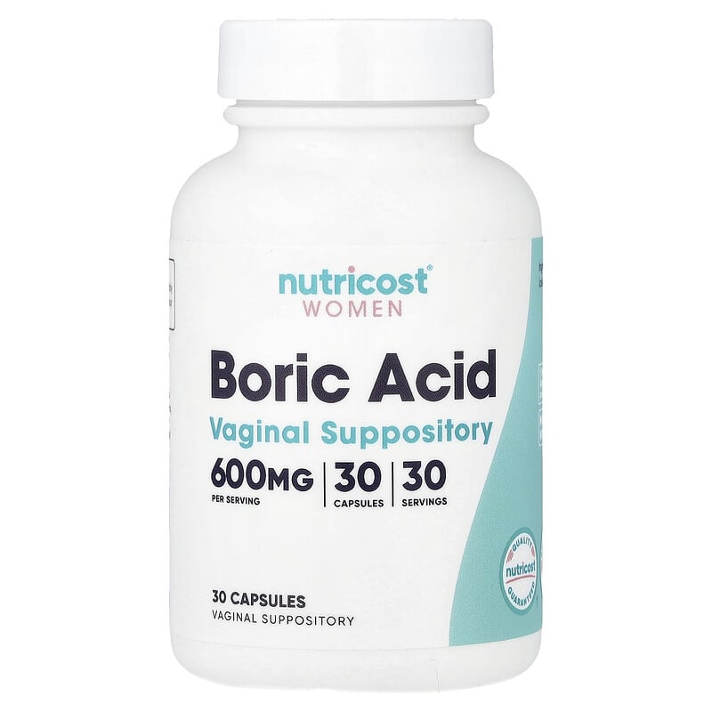 Nutricost, Women, Boric Acid, Vaginal Suppository, 600 mg, 30 capsules