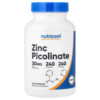 Nutricost, Zinc Picolinate, 30 mg, 240 Capsules