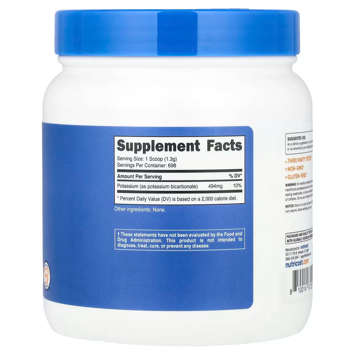 Nutricost, Potassium Bicarbonate, Unflavored, 32.4 oz (907 g)