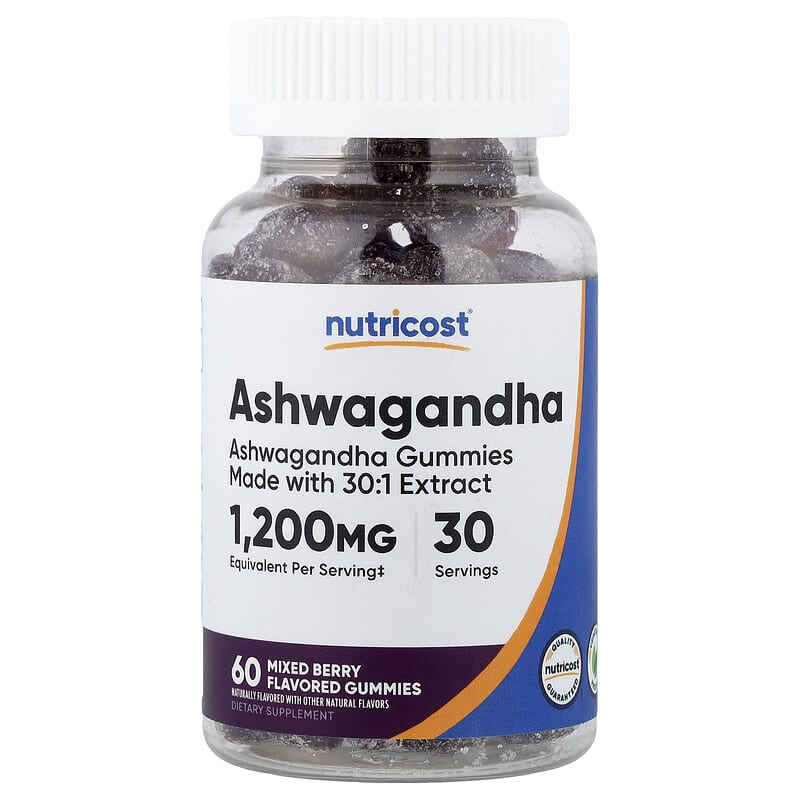 Nutricost, Ashwagandha Gummies, Mixed Berry, 1,200 mg, 60 Gummies (600 mg per Gummy)