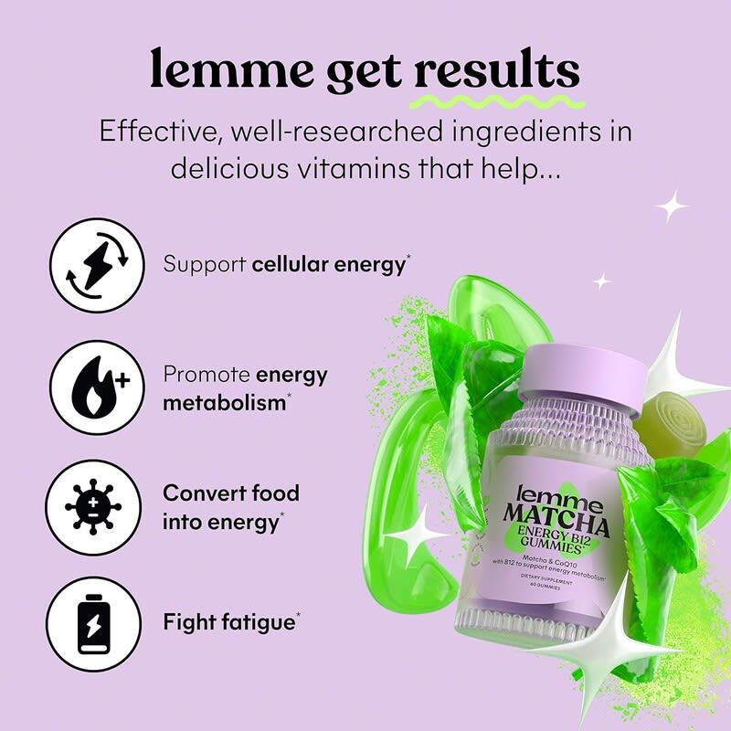 Lemme, Energy B12 & CoQ10 Gummies, Matcha, 60 Gummies