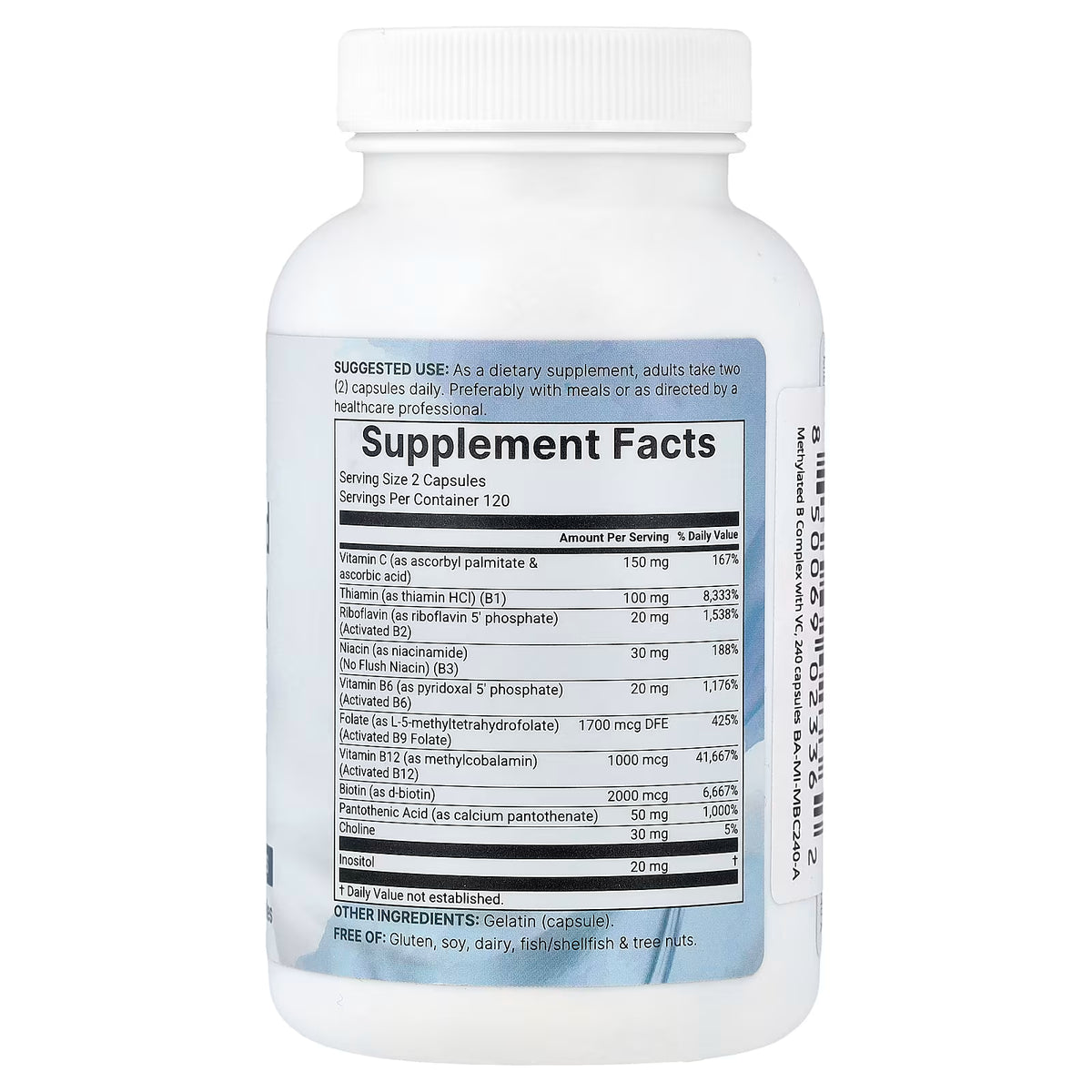 Micro Ingredients, Pure Methylated B Complex Vitamins with Vitamin C, 240 Capsules