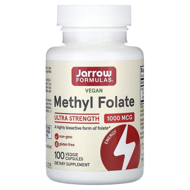 Jarrow Formulas, Methyl Folate, Ultra Strength, 1,000 mcg, 100 Veggie Capsules