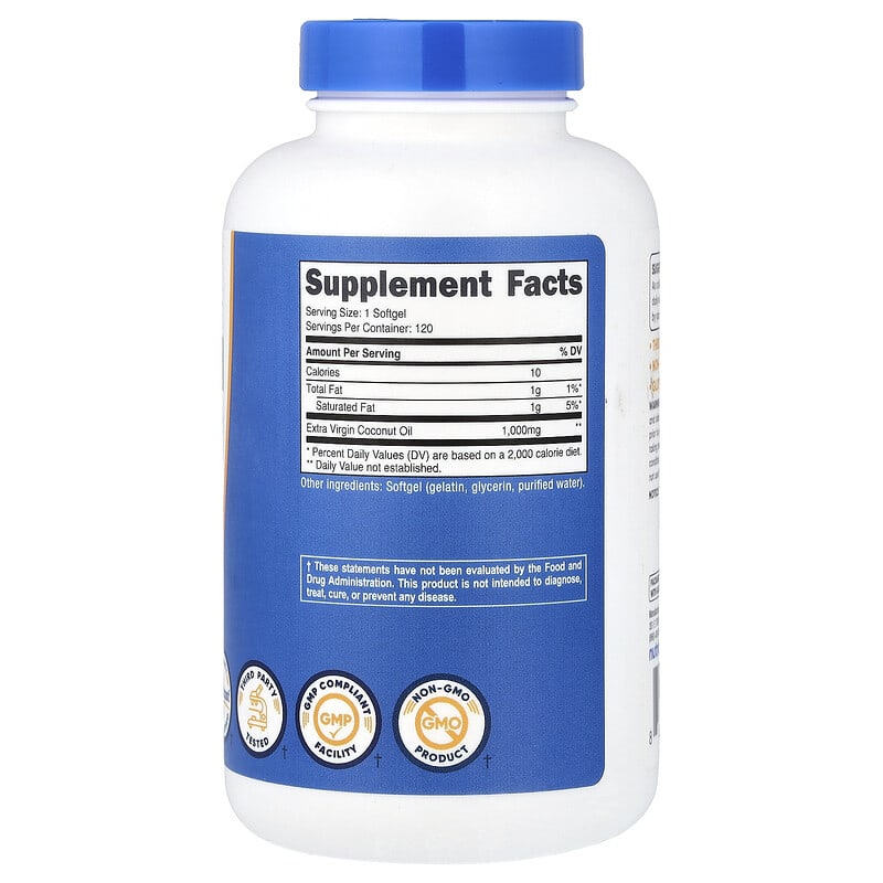 Nutricost, Coconut Oil, 1,000 mg, 120 Softgels
