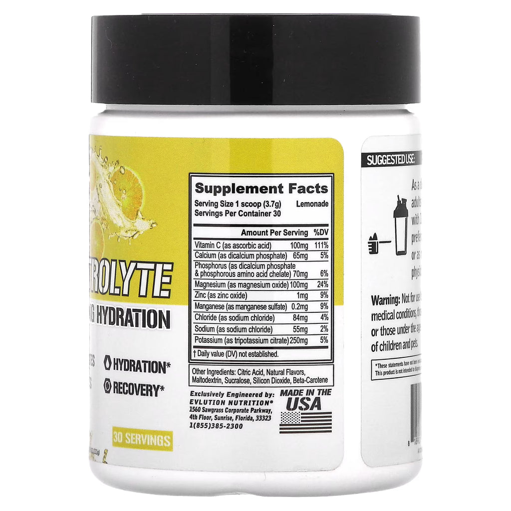 EVLution Nutrition, Electrolyte Volumizing Hydration, Lemonade, 3.91 oz (111 g)