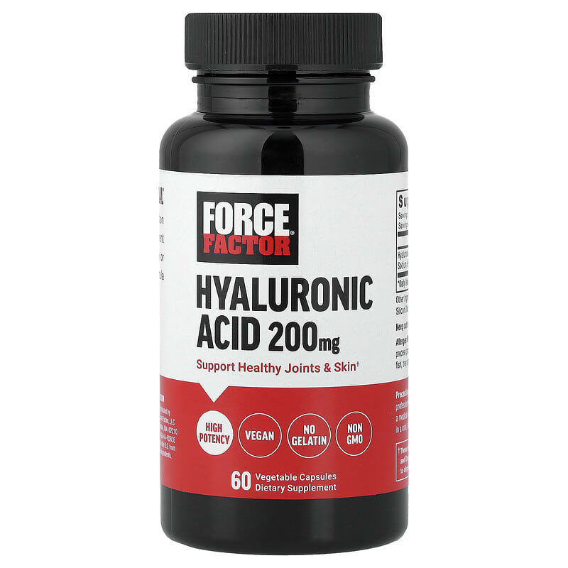 Force Factor, Hyaluronic Acid, 200 mg, 60 Vegetable Capsules