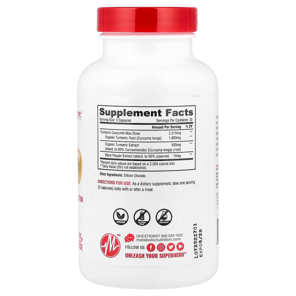 Metabolic Nutrition, Turmeric, 90 Capsules