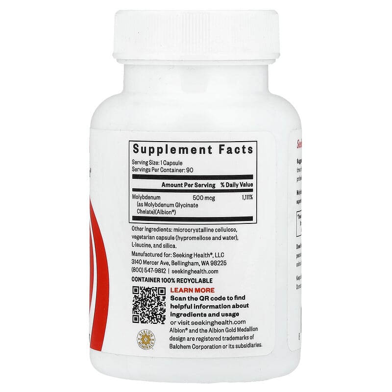 Seeking Health, Molybdenum, 500 mcg, 90 Capsules