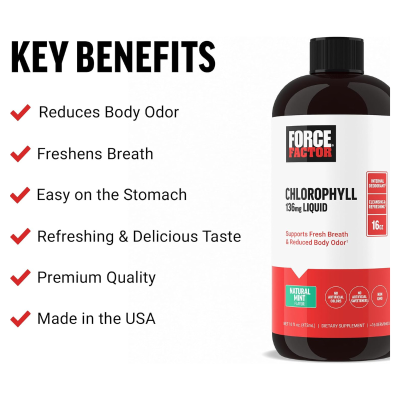 Force Factor, Chlorophyll Liquid, Natural Mint, 16 fl oz (473 ml) (136 mg per 2 Tbsp)