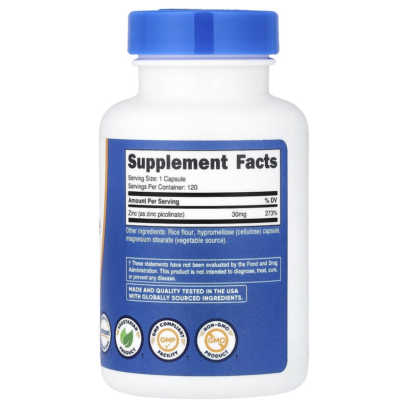 Nutricost, Zinc Picolinate, 30 mg, 120 Capsules