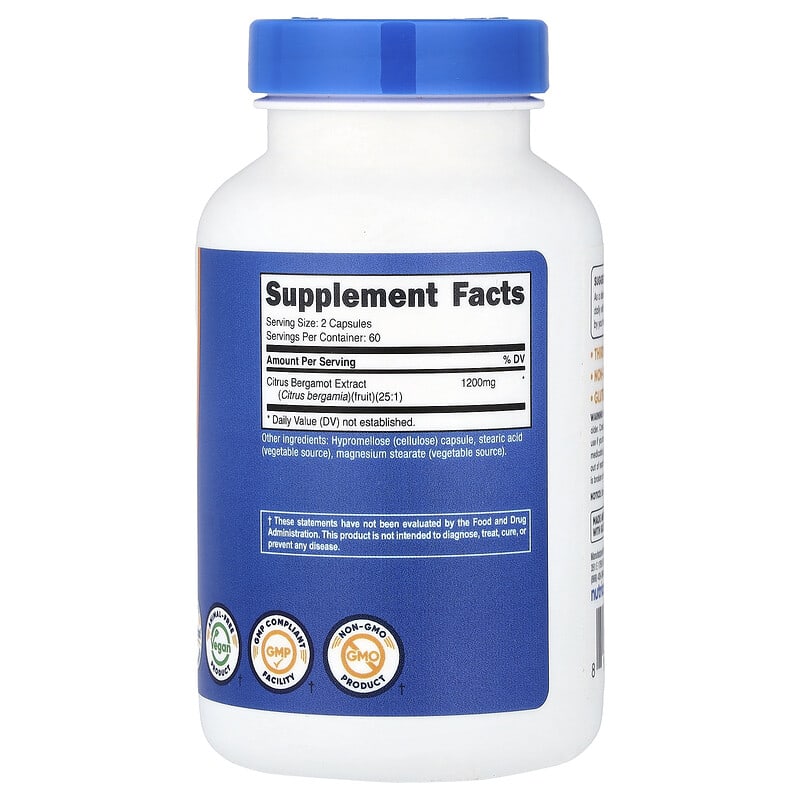 Nutricost, Citrus Bergamot, 120 capsules (600 mg per capsule)