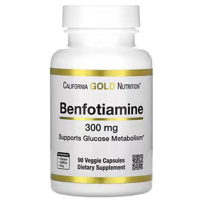 California Gold Nutrition, Benfotiamine, 300 mg, 90 Veggie Capsules