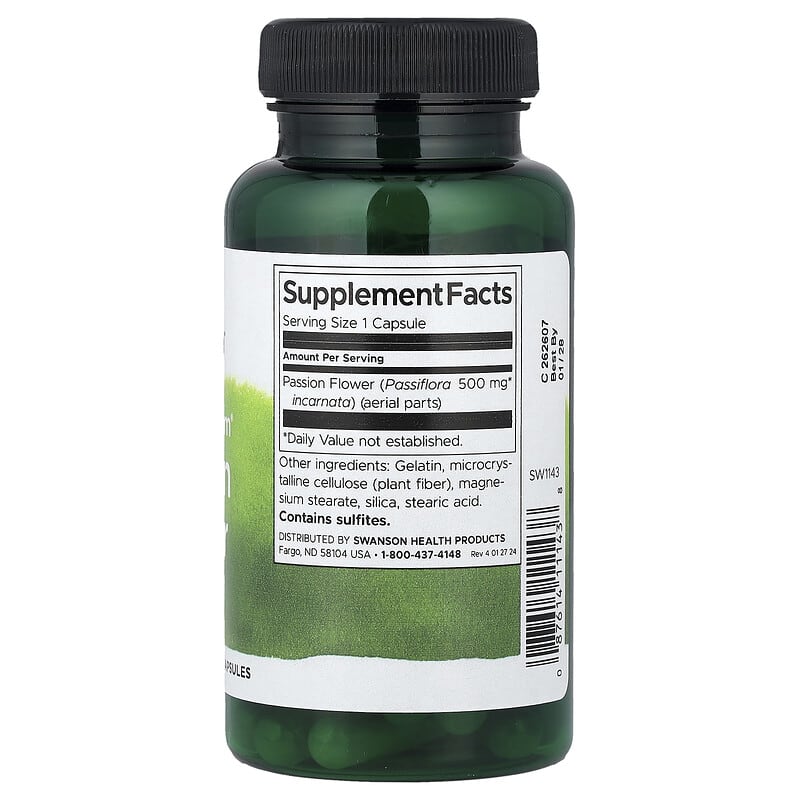 Swanson, Full Spectrum Passion Flower, 500 mg, 60 Capsules