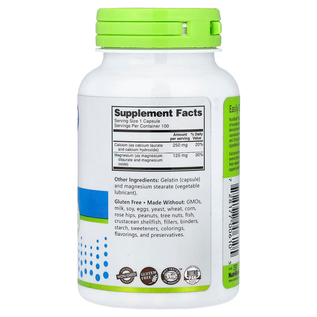 NutriBiotic, Essentials, Calcium Magnesium, 100 Gluten Free Capsules