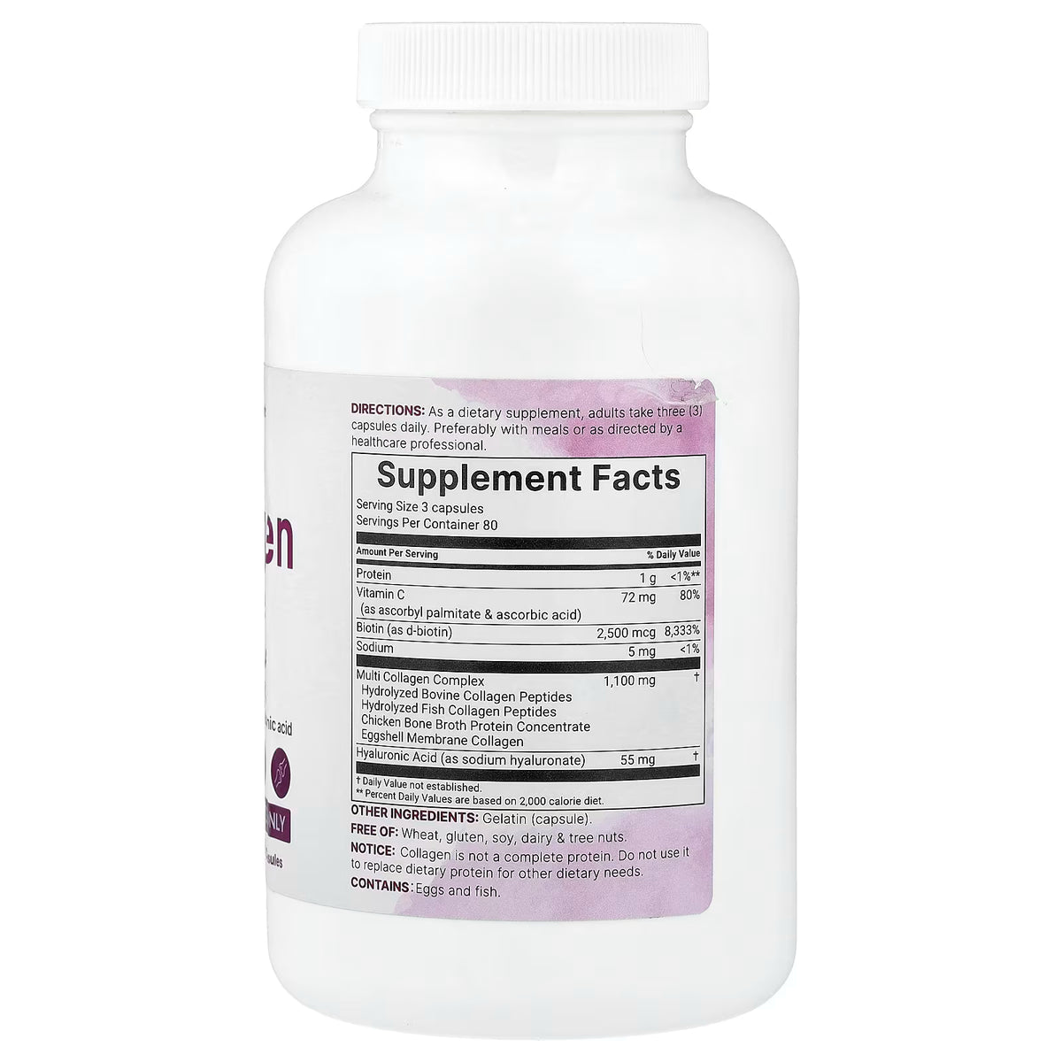 Micro Ingredients, Multi-Collagen Peptides Complex With Biotin, Vitamin C & Hyaluronic Acid, 240 capsules