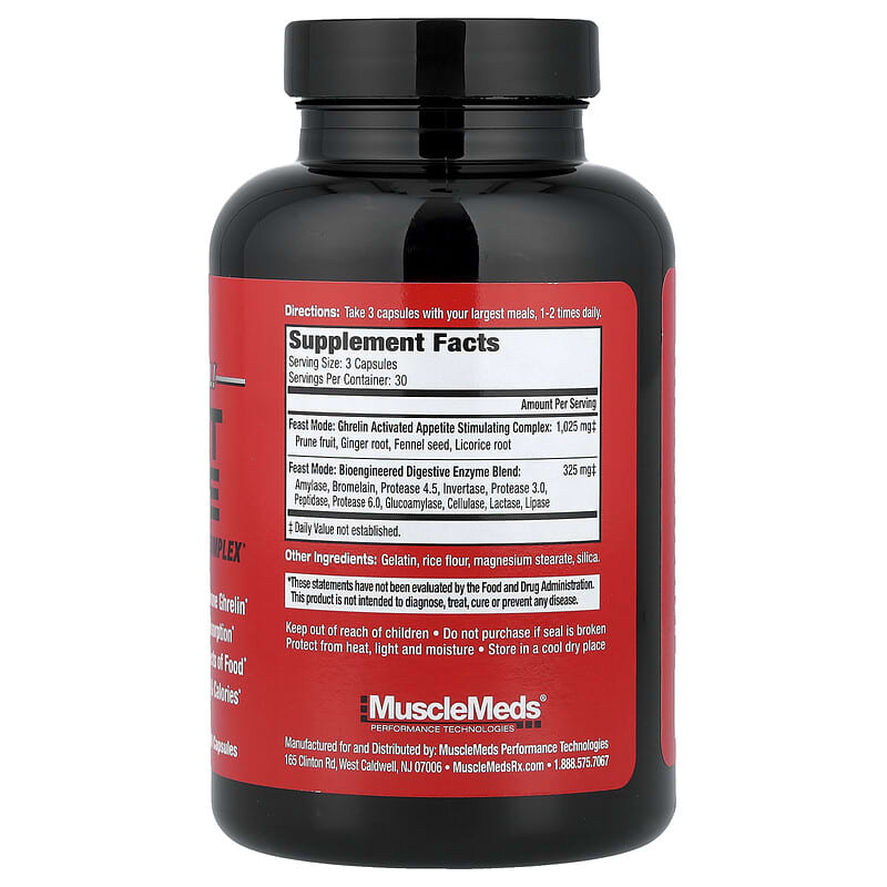 MuscleMeds, Feast Mode, Appetite Stimulating Complex, 90 Capsules