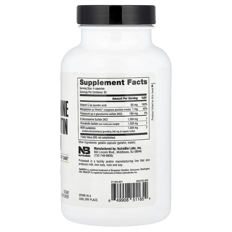 NutraBio, Glucosamine Chondroitin & MSM, 120 Capsules