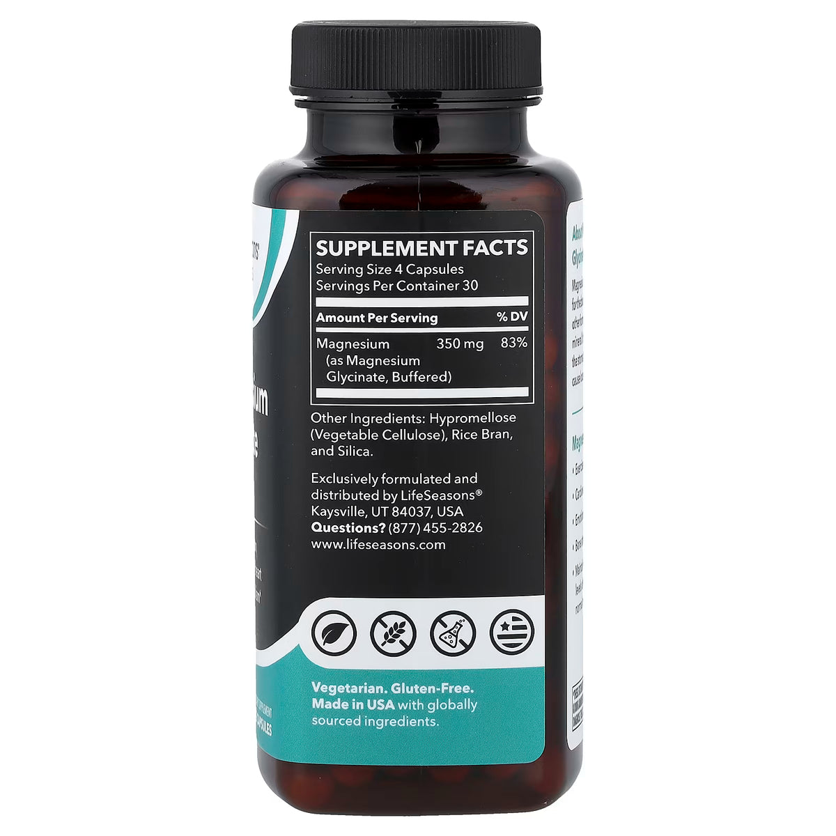 LifeSeasons, Magnesium Glycinate, 120 Veg Capsules (87.5 mg per Capsule)