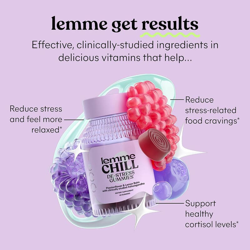Lemme, Chill, De-Stress Ashwagandha Gummies, 60 gummies