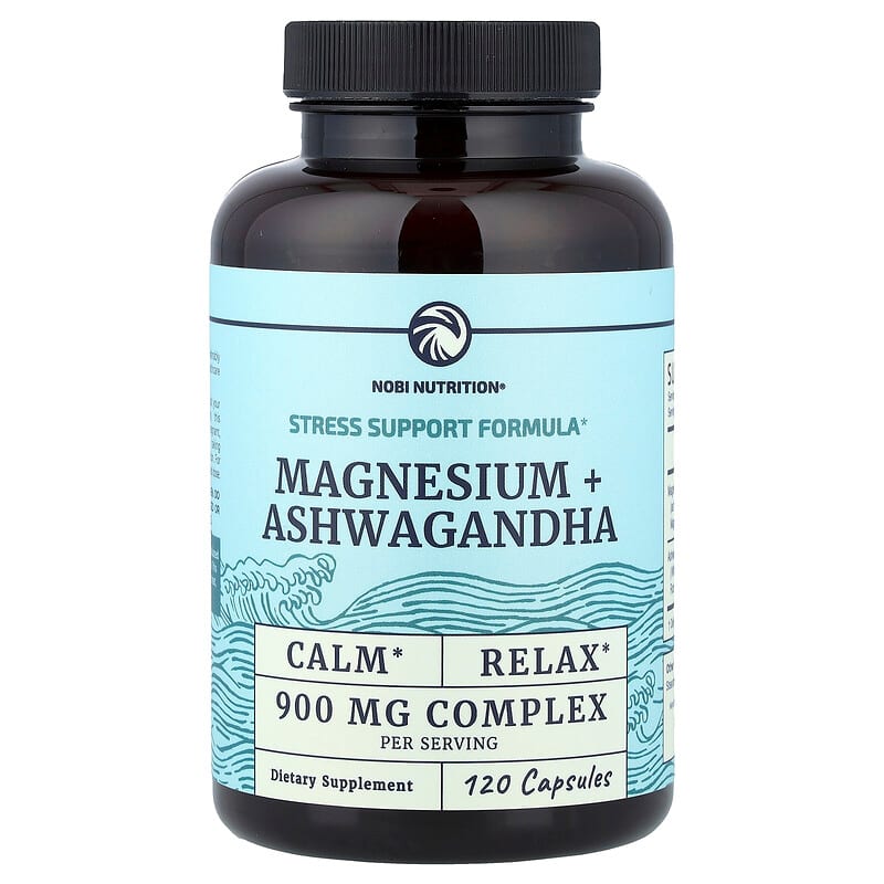 Nobi Nutrition, Magnesium + Ashwagandha, 120 Capsules