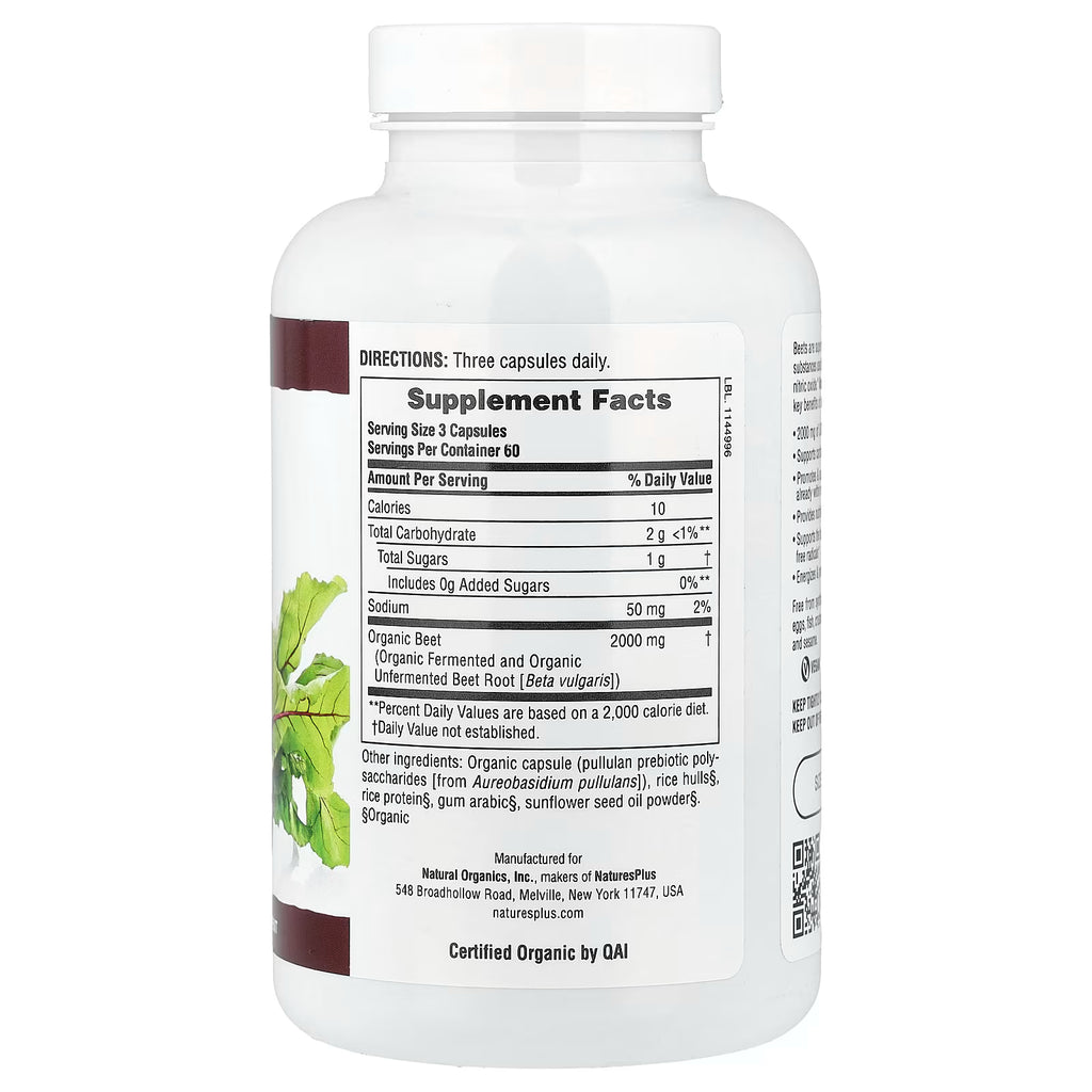 NaturesPlus, Organic Beet, 180 Capsules (666 mg per Capsule)