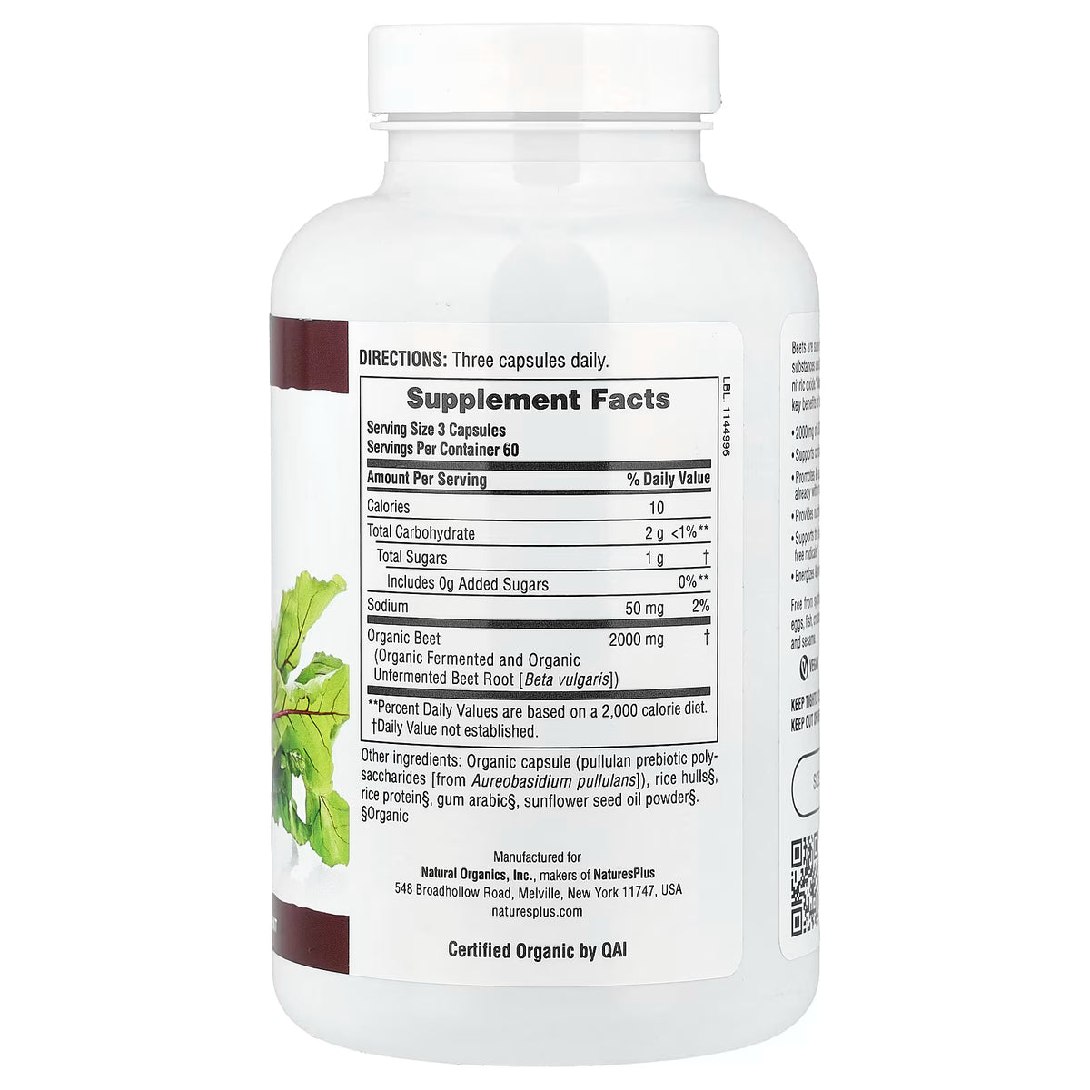 NaturesPlus, Organic Beet, 180 Capsules (666 mg per Capsule)