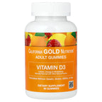 California Gold Nutrition, Vitamin D3 Gummies, Lemon, Orange, & Strawberry, 90 Gummies (25 mcg (1,000 IU per Gummy))