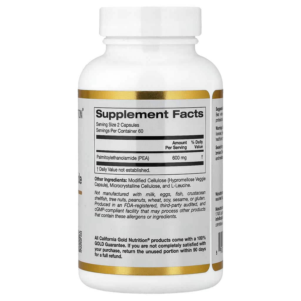 California Gold Nutrition, PEA (Palmitoylethanolamide), 120 Veggie Capsules (300 mg per Capsule)