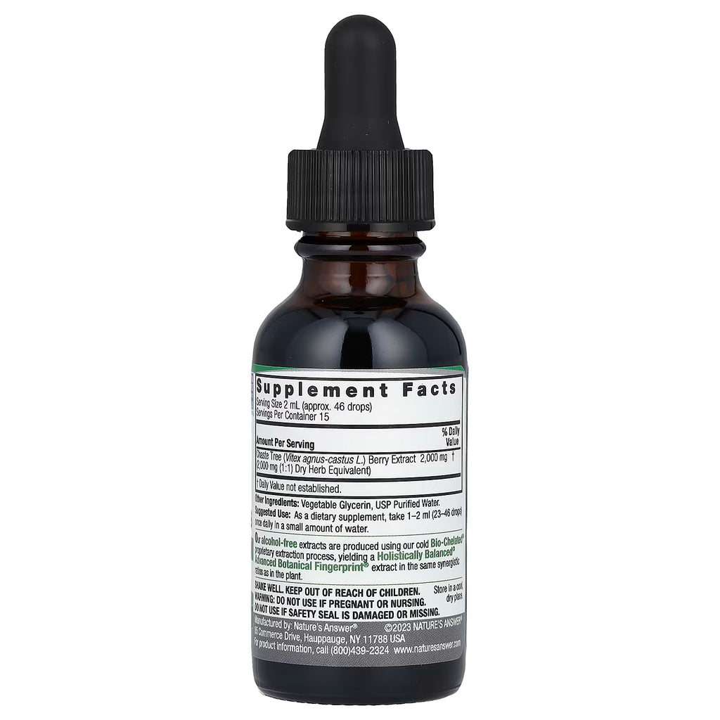 Nature's Answer, Chasteberry Vitex Agnus Castus, Fluid Extract, Alcohol-Free, 2,000 mg, 1 fl oz (30 ml)