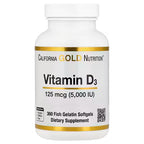 California Gold Nutrition, Vitamin D3, 125 mcg (5,000 IU), 360 Fish Gelatin Softgels